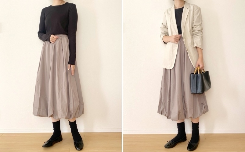 GU（ジーユー）のおすすめスカート「バブルヘムミディスカートNTQ+E」
