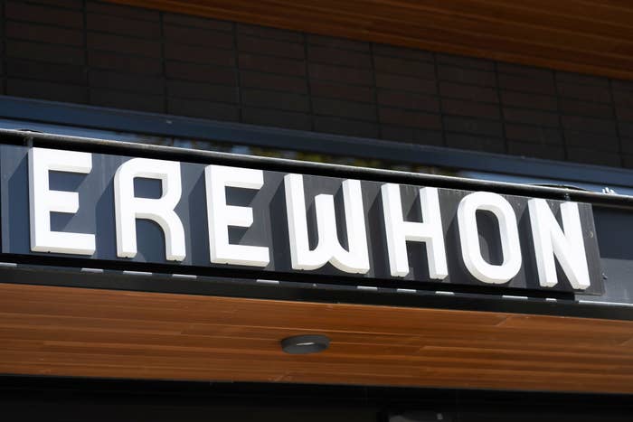 Sign for Erewhon, a grocery store known for its organic and health-focused food products