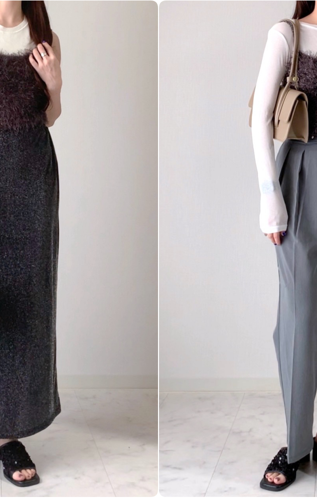 しまむらのオススメアイテム「ラメフェザーニットビスチェ」