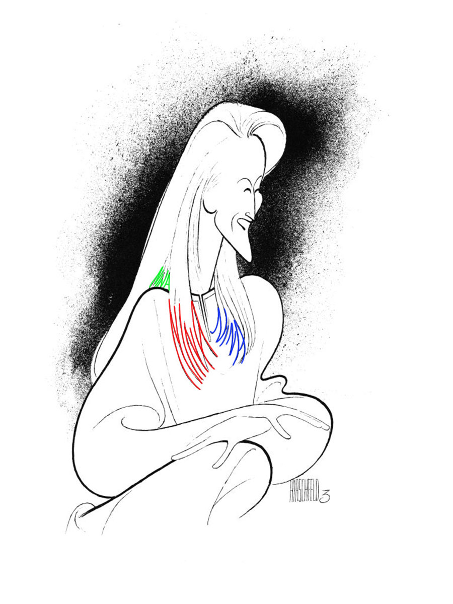 Artistic drawing of Timothée Chalamet with stylized long hair and abstract, colorful details on the shoulders and chest
