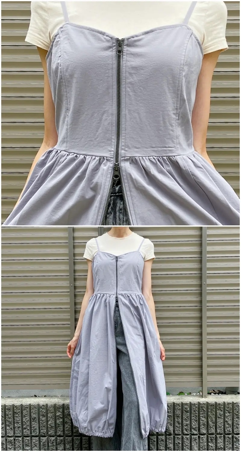 GU（ジーユー）のおすすめワンピ「フロントジップバブルヘムワンピースNTQ+E」