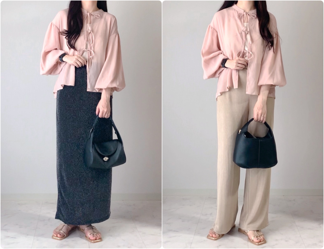 しまむらのオススメのトップス「HKバルーンSLマエリボン」のコーディネート