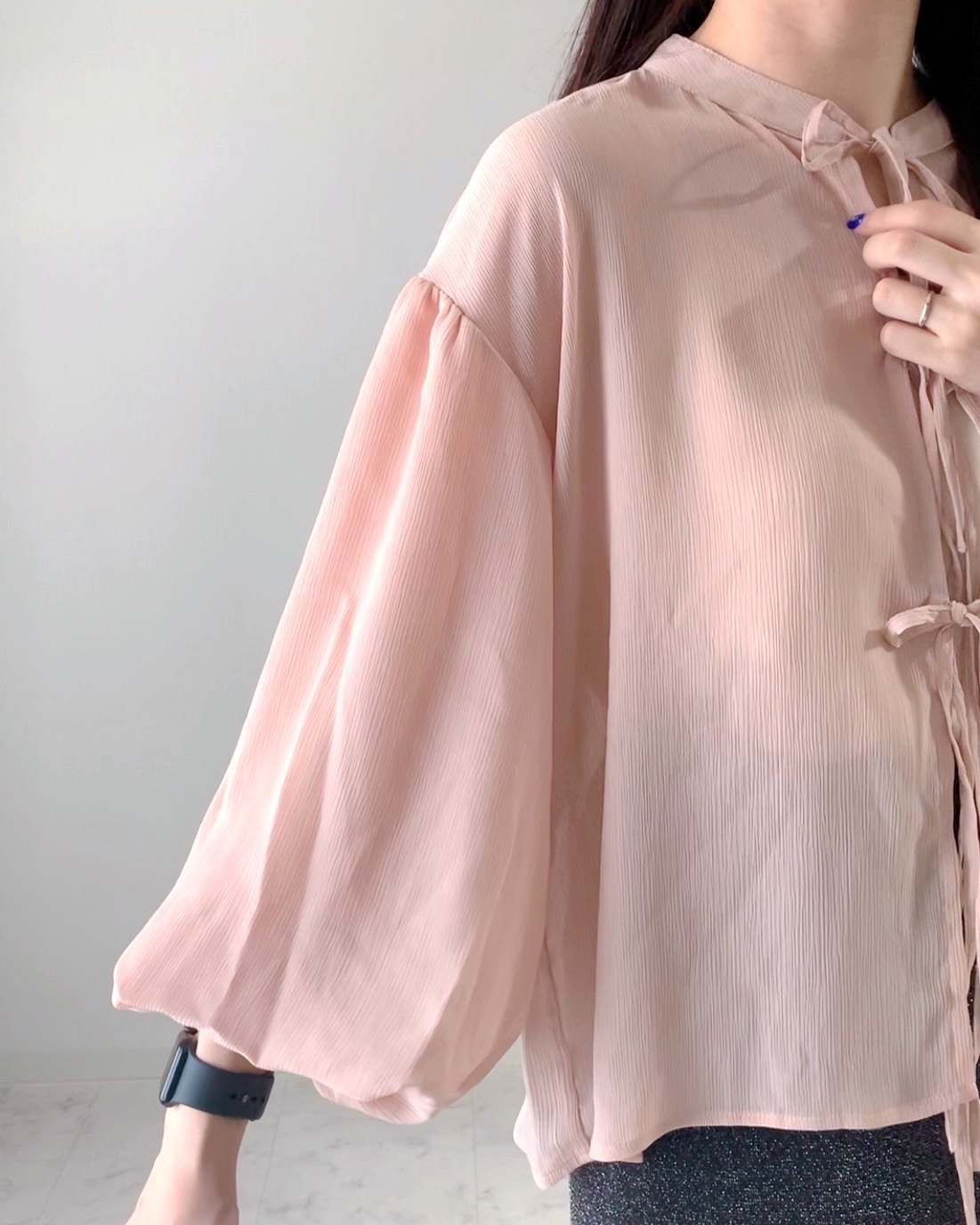 しまむらのオススメのトップス「HKバルーンSLマエリボン」