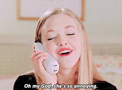 Amanda Seyfried, in a scene from the movie &quot;Mean Girls,&quot; holds a phone to her ear, closing her eyes and saying, &quot;Oh my God, she's so annoying.&quot;