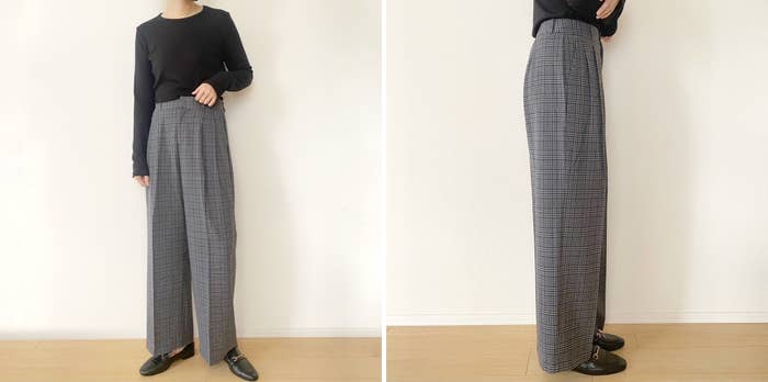 UNIQLO（ユニクロ）のおすすめファッションアイテム「タックワイドパンツ（チェック）（丈標準70.0～74.0cm）」