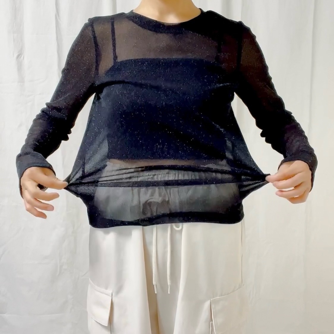 しまむらのおすすめファッションアイテム「NPUラメシアーロンT」