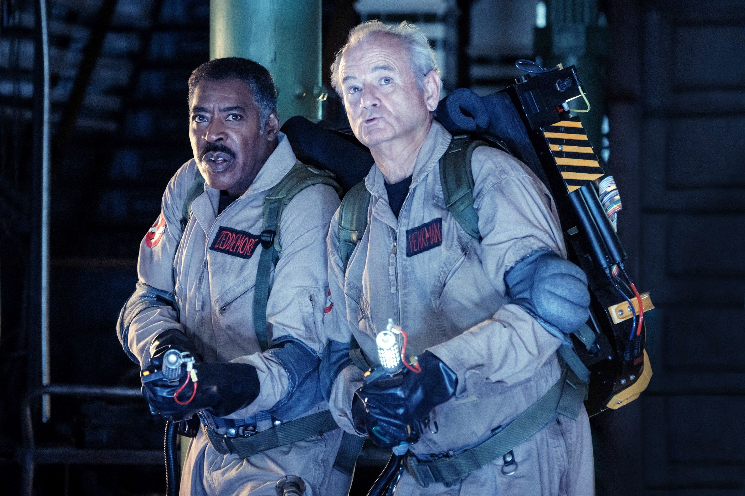 Ernie Hudson and Bill Murray suited up in "Ghostbusters: Frozen Empire"