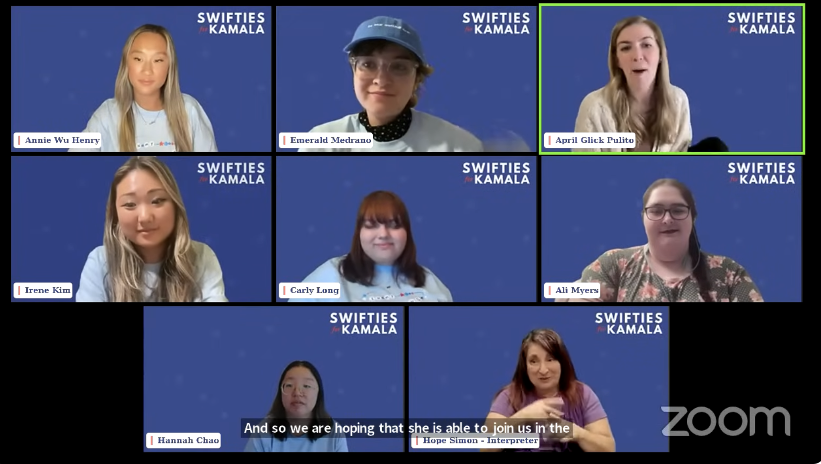 Top row, from left: Anhie Vuong, Emerald Mendoza, April Clark Pulito. Middle row: Irene Kim, Carly Long, Ali Myers. Bottom row: Hannah Choy, Hope Simon