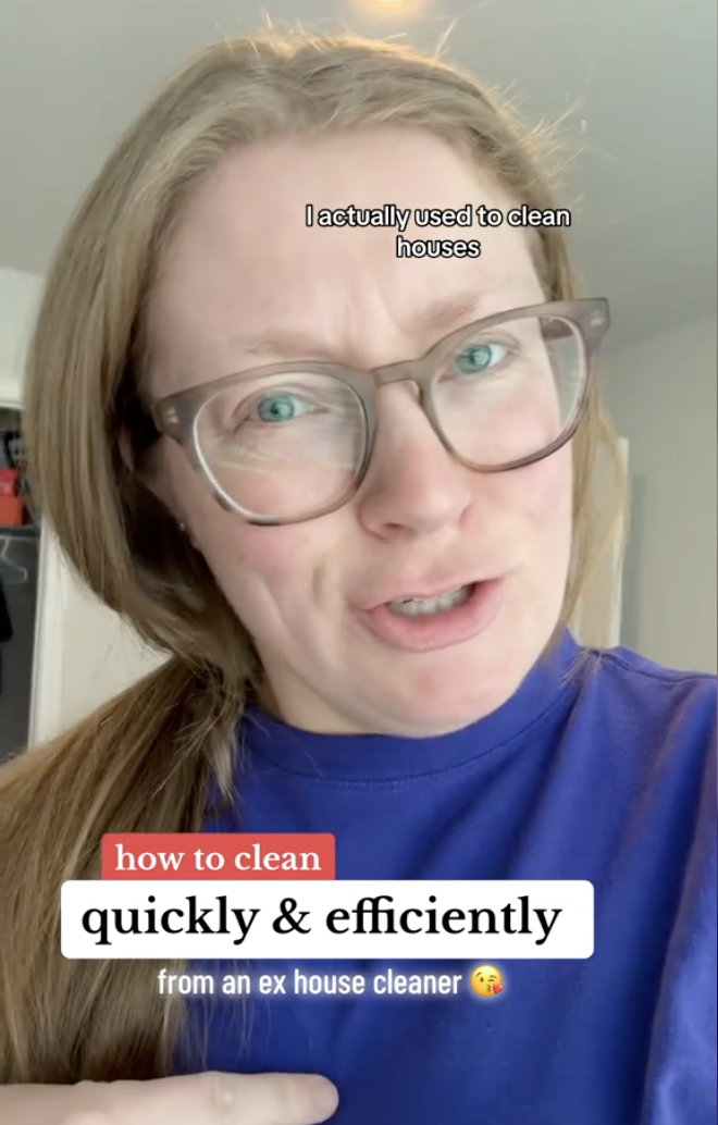 Cindell shares cleaning tips in a video titled, How to clean quickly & efficiently from an ex house cleaner