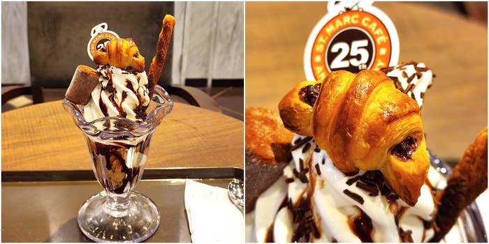 サンマルクカフェのおすすめスイーツ「チョコクロづくし チョコクロパフェ」