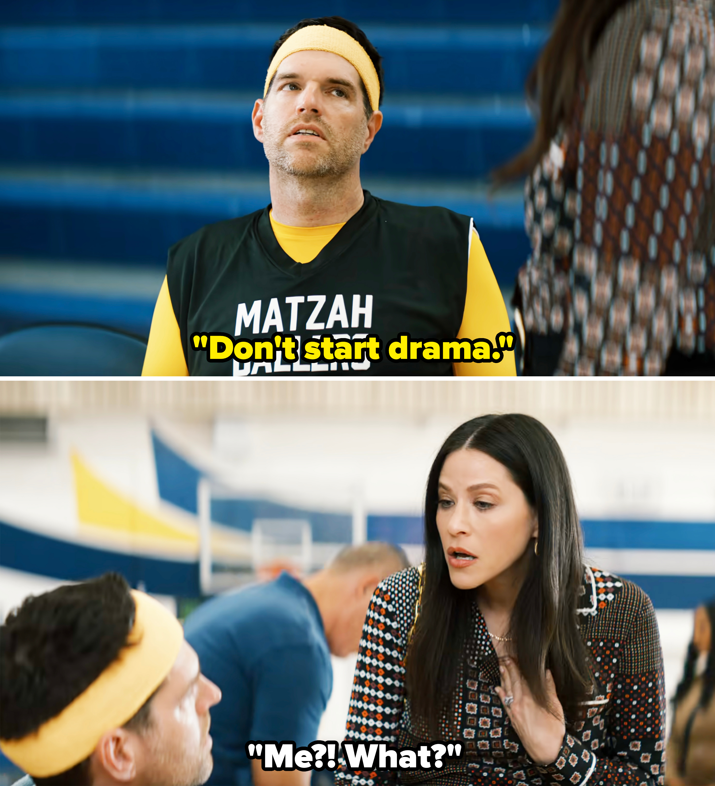 A scene from "Nobody Wants This" where Sasha tells Esther not to start drama