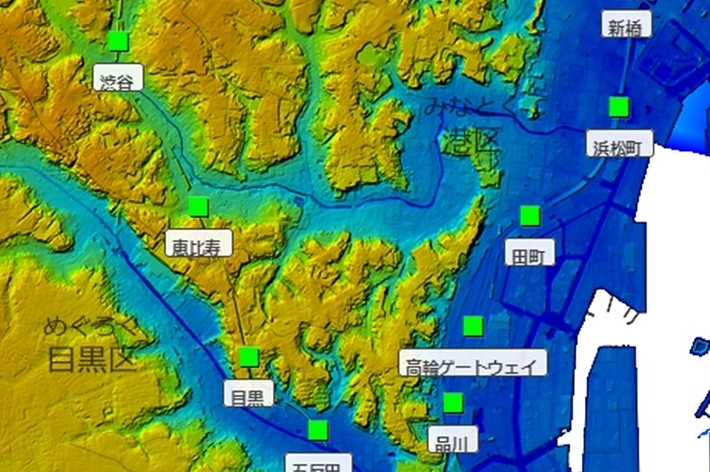 『地理院地図』を用いた東京の地図 地理Bの旅さん（@chiri_b_geo）のXより