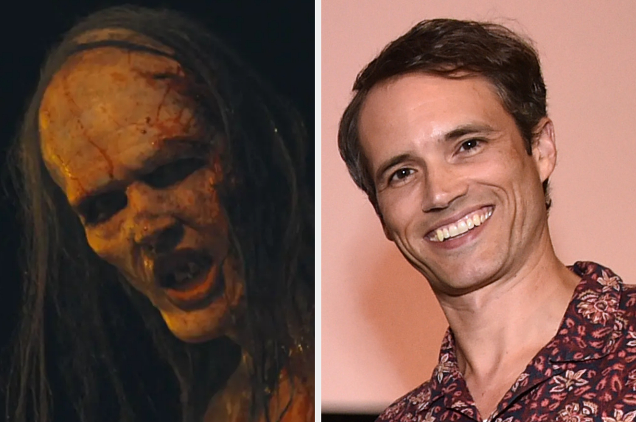 I don&#x27;t know who the person is. The image shows a side-by-side of a horror character with long hair and a smiling person in a patterned shirt