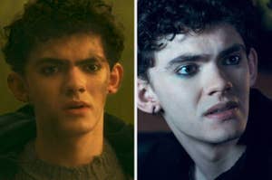 Joe Locke as Billy Maximoff in two scenes from "Agatha All Along"
