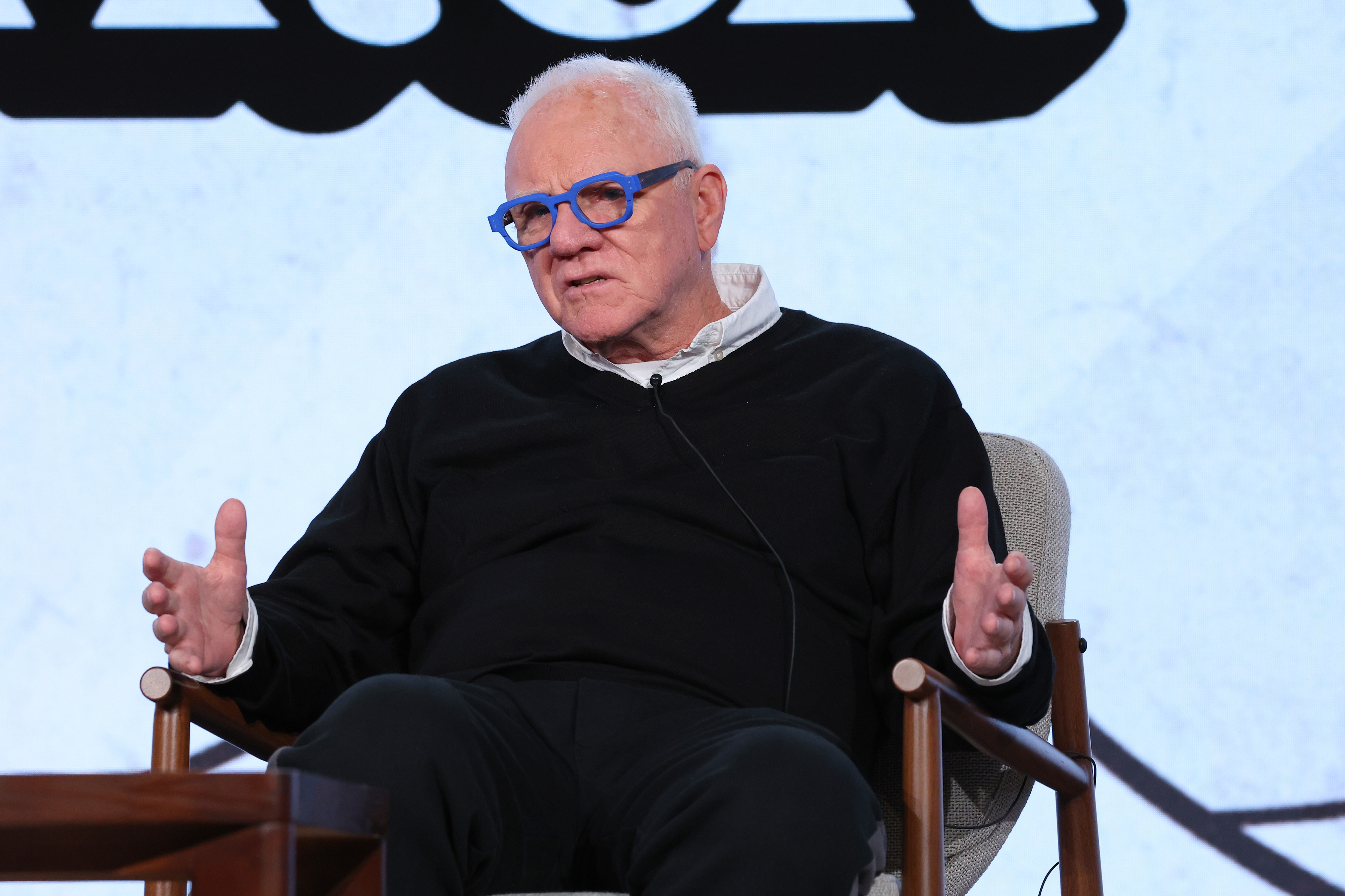 Malcolm McDowell speaking at an event for The CW presentation of "Son of a Critch"