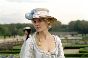 In a scene from the movie "Marie Antoinette" (2006), Kirsten Dunst dressed in 18th-century attire