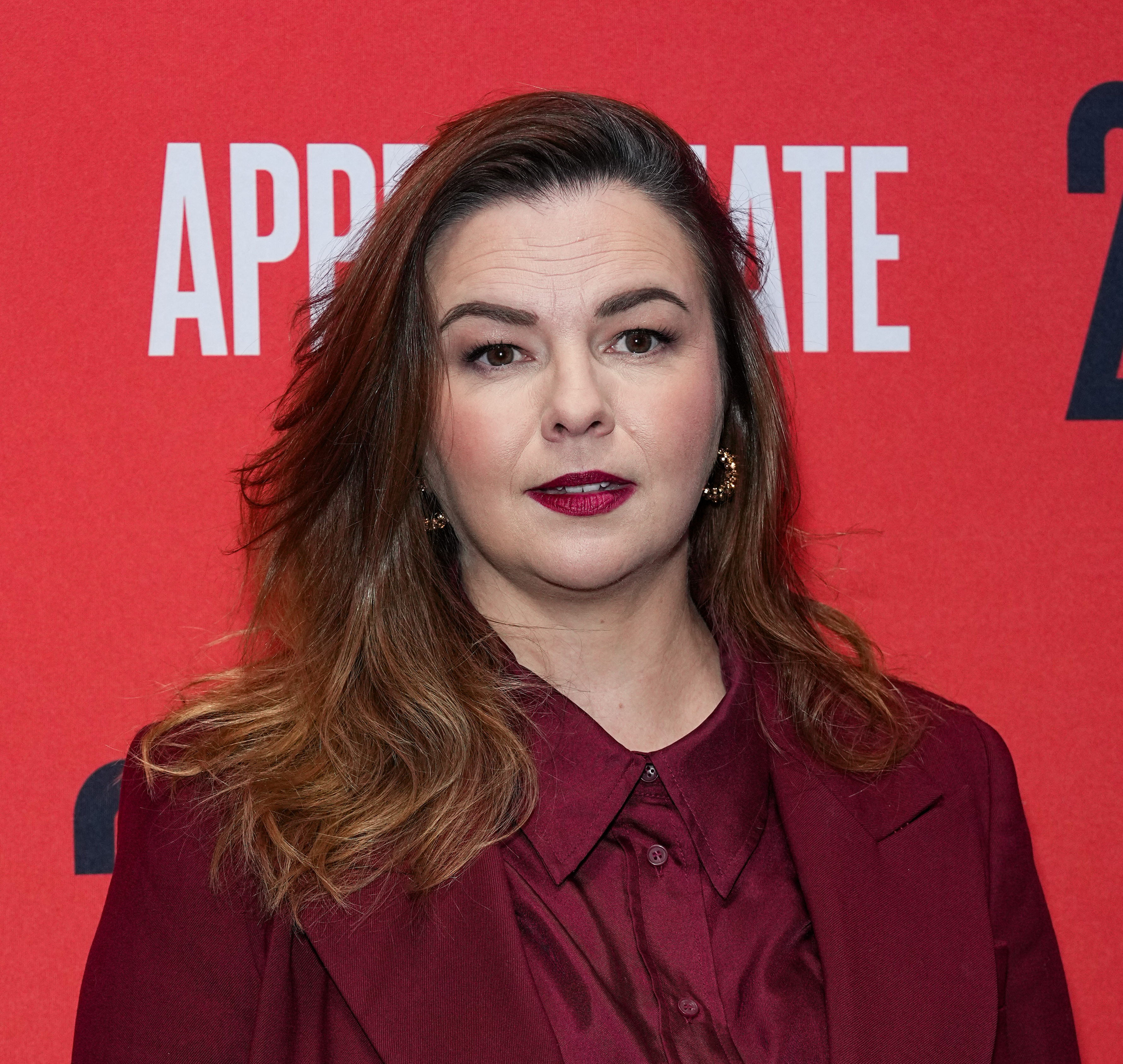 A closeup of Amber Tamblyn on the red carpet