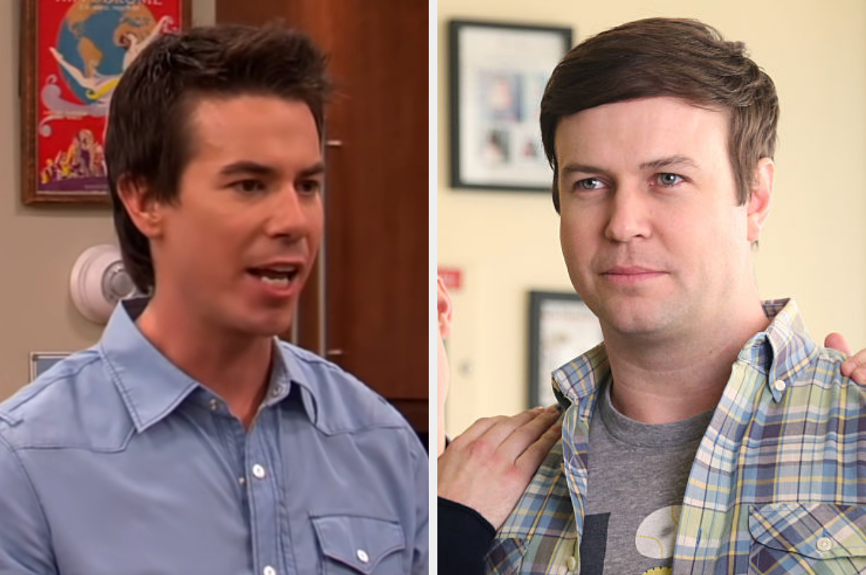 Jerry in a button-up shirt speaking in a scene, and Taran in a plaid shirt over a t-shirt in a scene