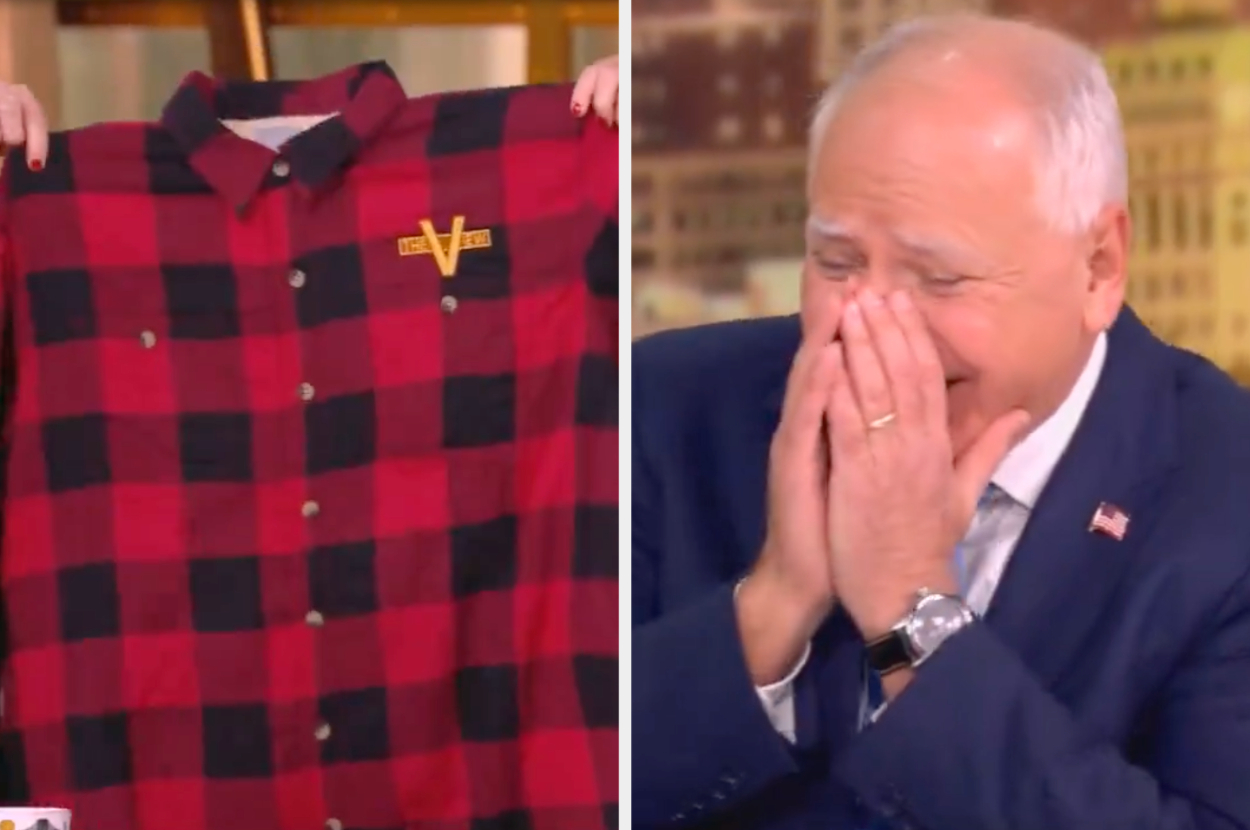 Walz on The View reacting to his flannel shirt