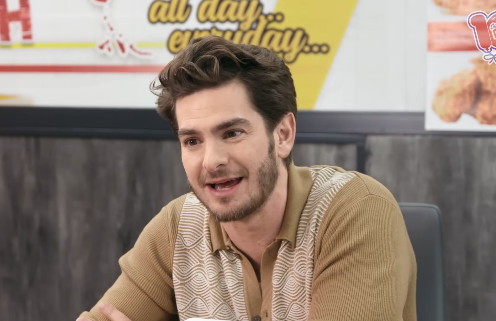 Andrew Garfield in an interview on "Chicken Shop Date" YouTube show with Amelia Dimoldenberg