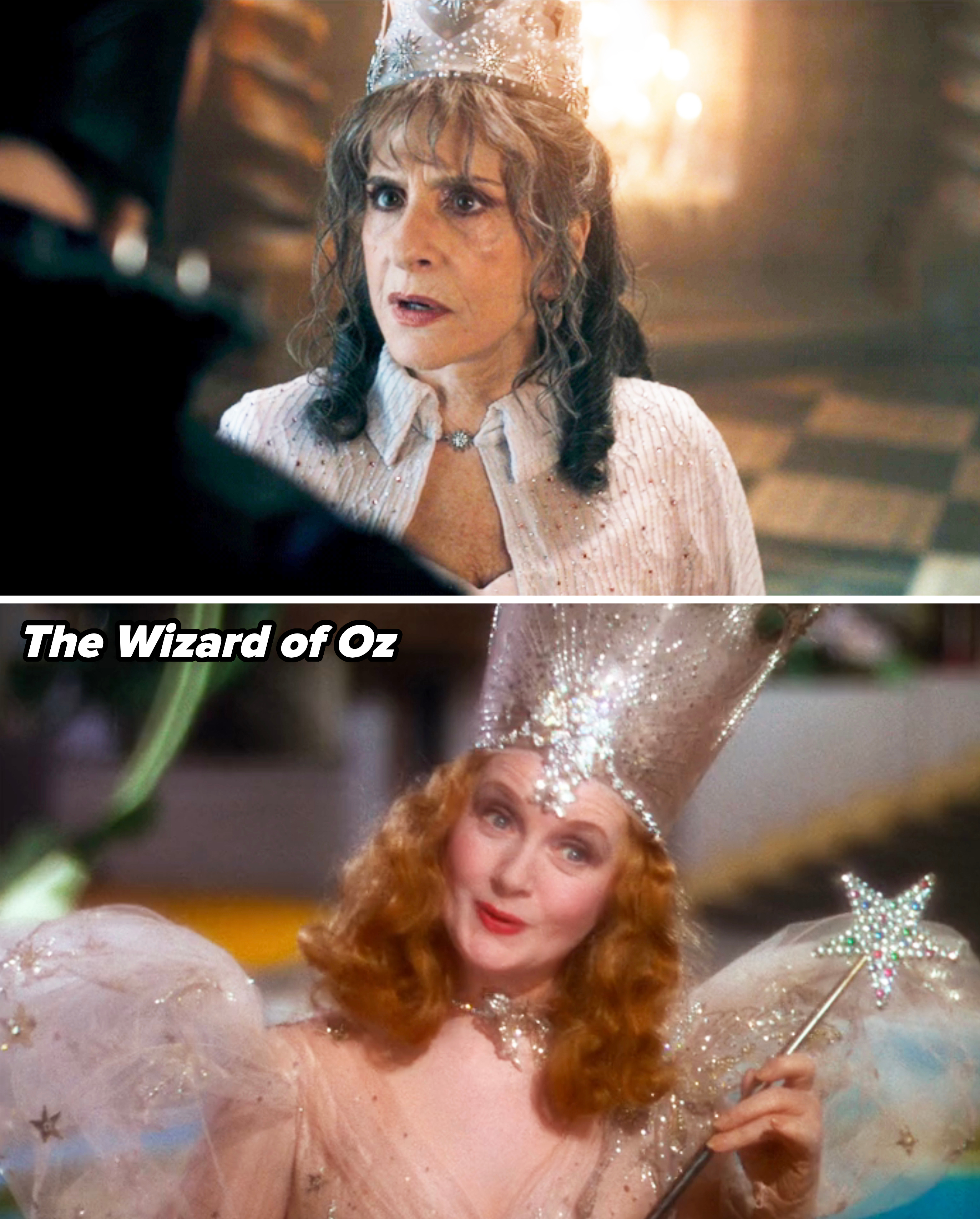 Lilia as Glinda vs the character in The Wizard of Oz