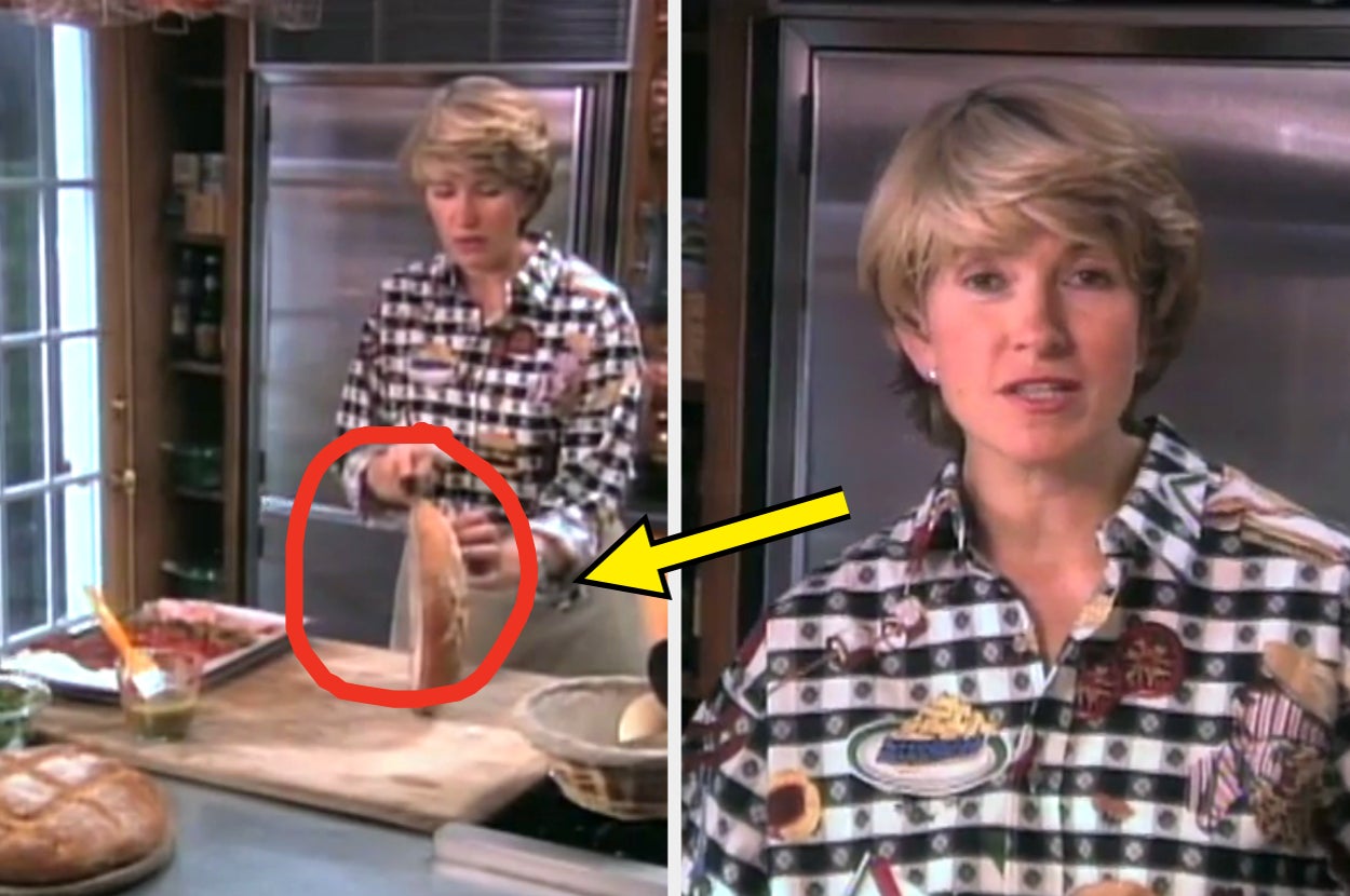 a vintage Martha Stewart episode where she can be seen slicing into a loaf of bread