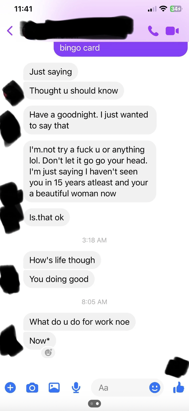 Text speech  with messages astir  saying goodnight, not offending, and asking astir  work