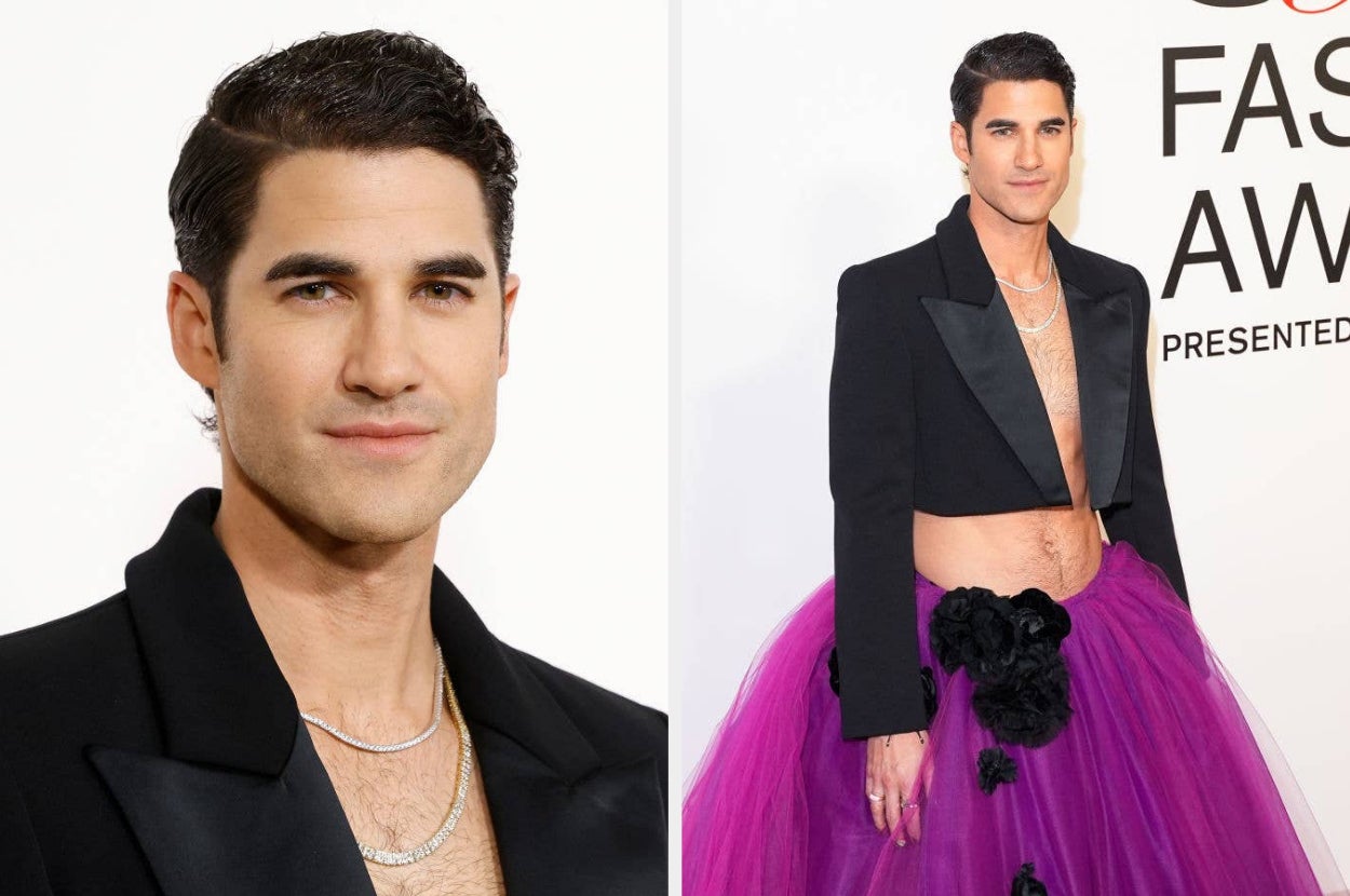darren criss purple dress CFDAs with the one and only @darrencriss in a custom Siriano tulle skirt duh! #cfdaawards