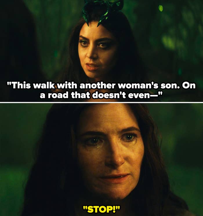 Rio telling Agatha she is walking with another woman' son, and Agatha getting mad while holding back tears