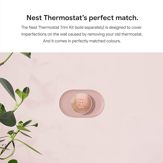 Advertisement for the Nest Thermostat Trim Kit, highlighting its design to cover wall imperfections and match colors