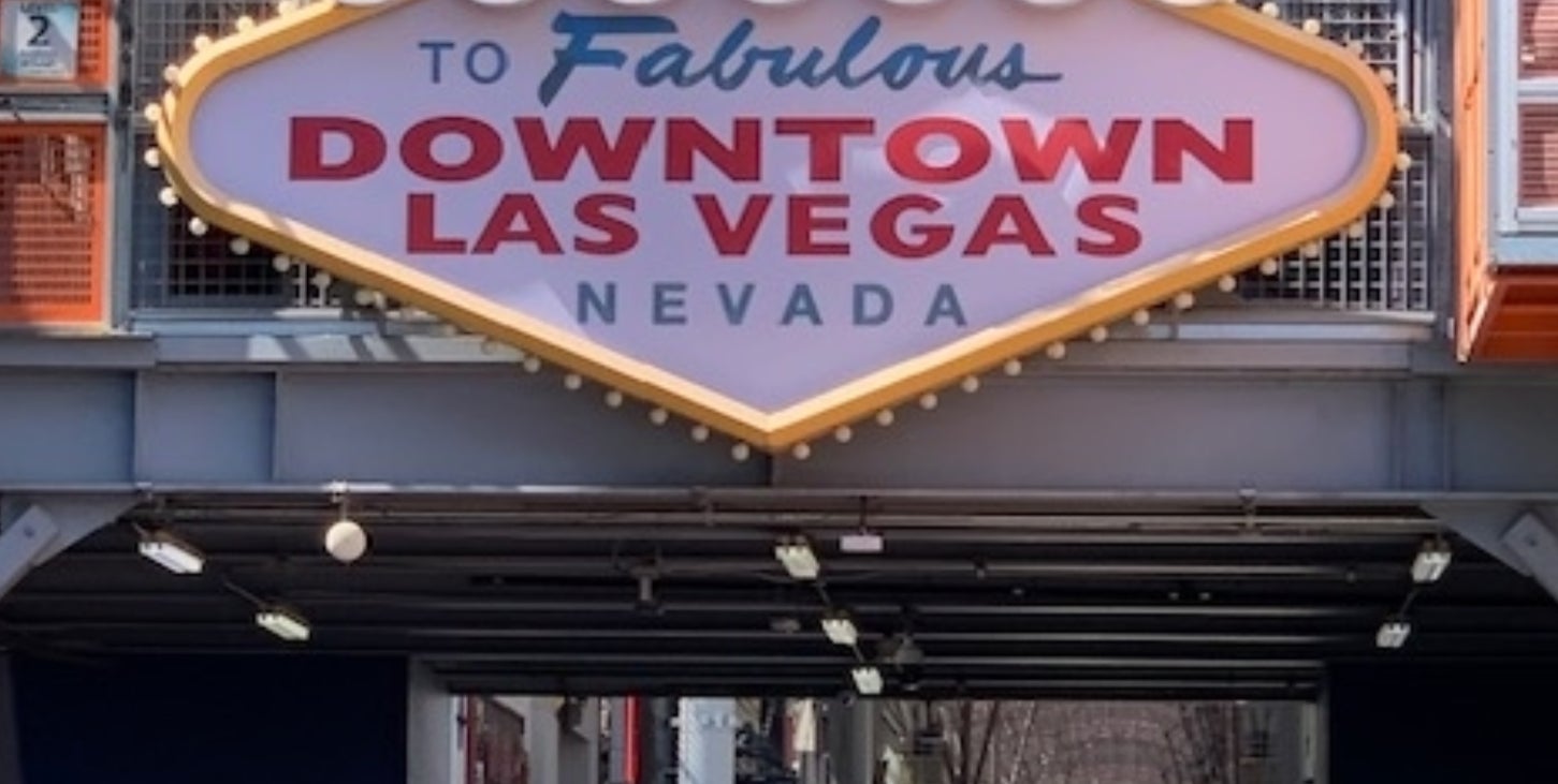 Sign reads, &quot;Welcome to Fabulous Downtown Las Vegas, Nevada&quot;