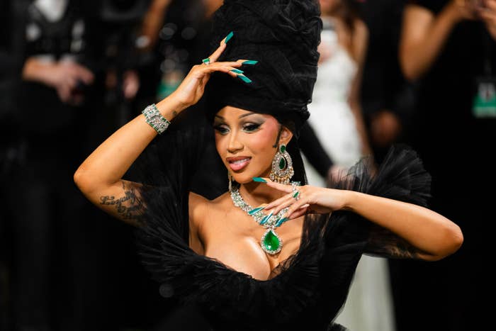 Cardi B in a dramatic dress