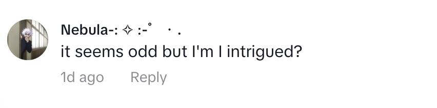 Comment by Nebula: "it seems odd but I'm intrigued?"