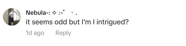 Comment by Nebula: &quot;it seems odd but I&#x27;m intrigued?&quot;