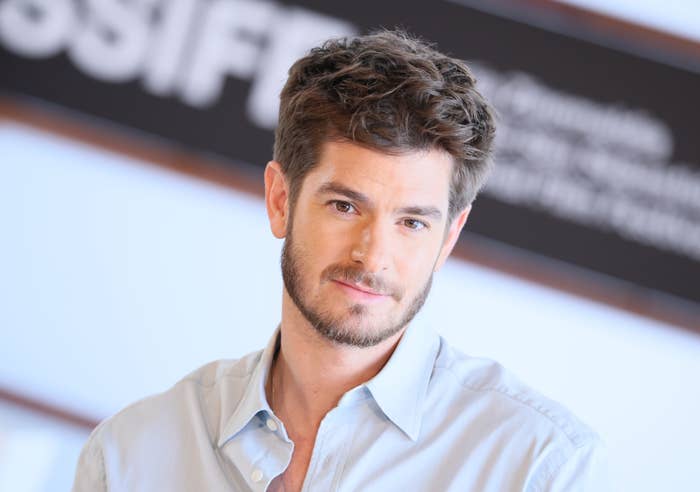 Andrew Garfield in a button up shirt at a &#x27;We Live In Time&quot; photocall