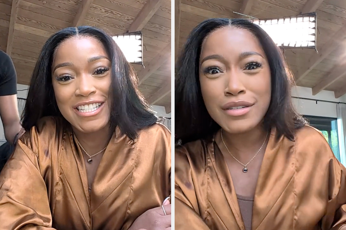 Keke Palmer talks into a camera