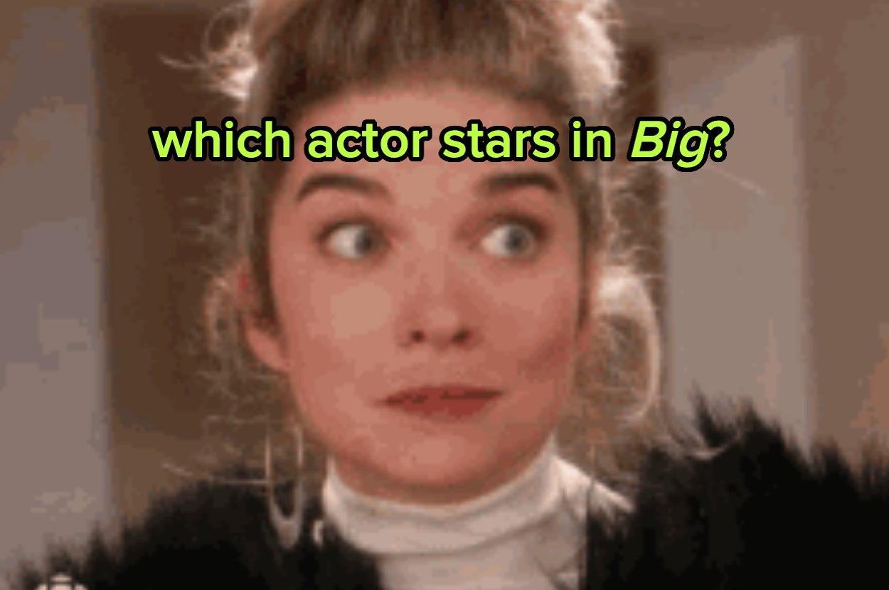 Person with surprised look and the text "which actor stars in Big?" appears on the image
