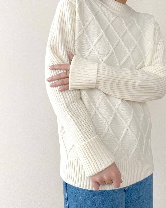 生成り色ホワイト花柄シングルウェーブ手作りネックウォーマー日焼け 
