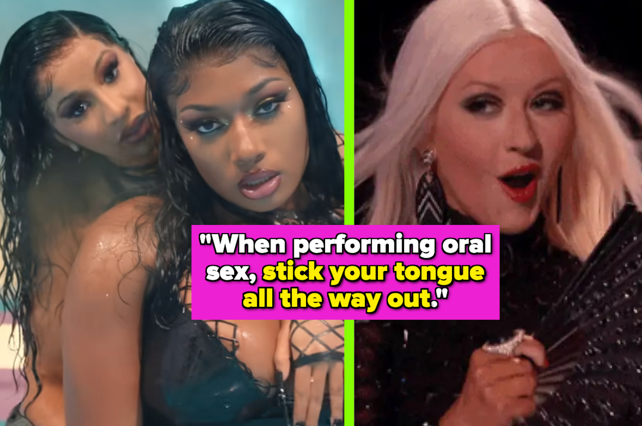 Cardi B. and Megan Thee Stallion in their "WAP" music video; Christina Aguilera on "The Voice"