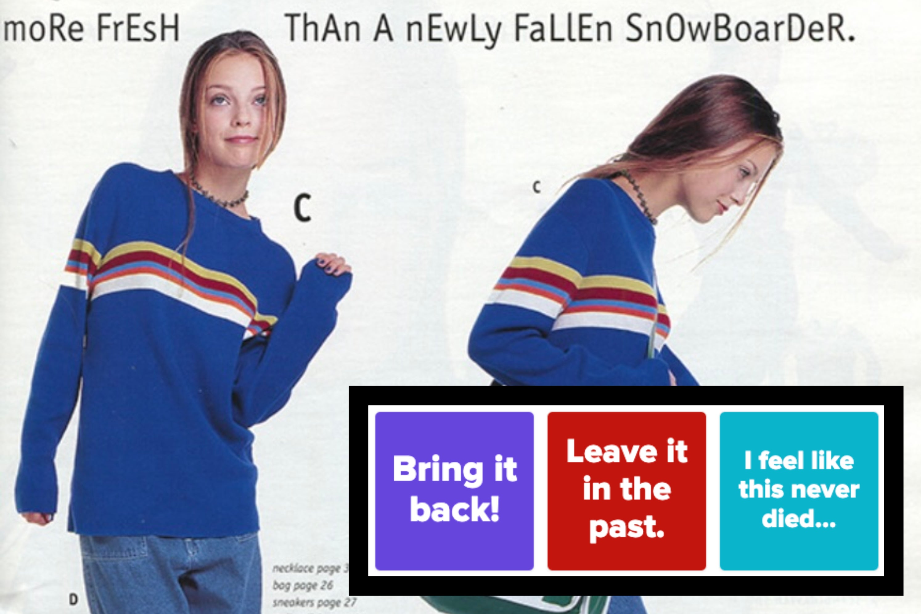 Collage of retro MTV and Liquid Television scenes with poll options: "Bring it back!", "Leave it in the past.", "I feel like this never died..."