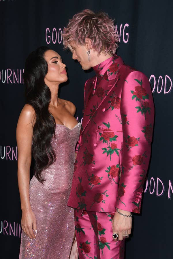 Megan and MGK on the red carpet gazing at each other