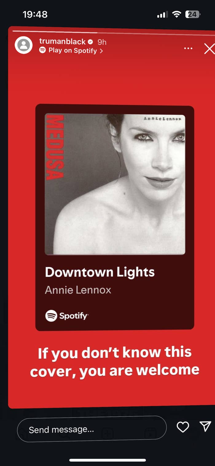 Spotify story shares Annie Lennox song 