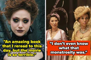 A person with dramatic makeup from a movie. Text: 