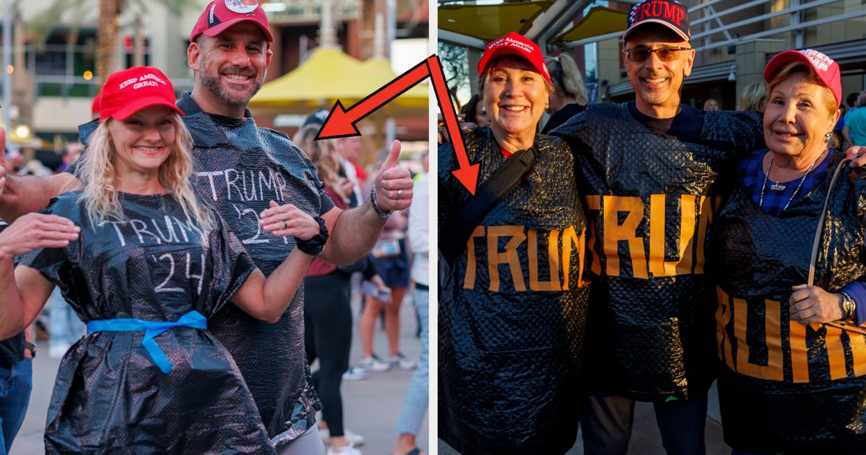 Photos Of Trump Voters Wearing Trash Bags Photos Of Trump Voters Wearing Trash Bags