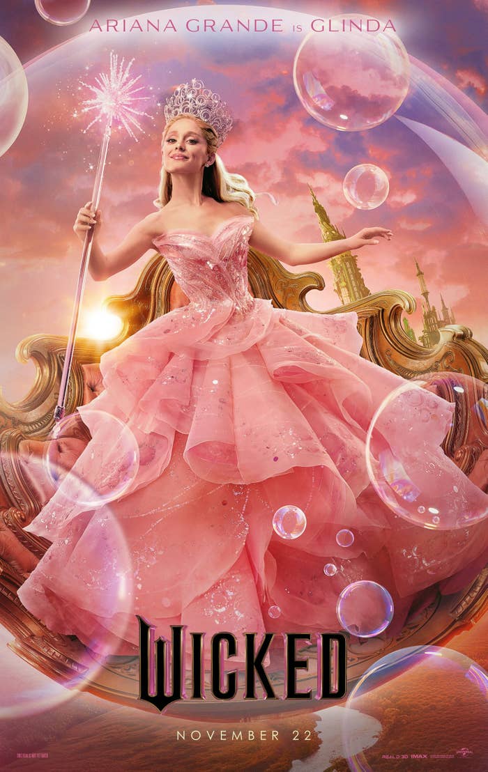 Ariana Grande as Glinda in a promotional poster for