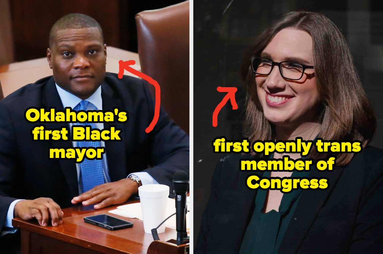 Split image: Left shows Oklahoma's first Black mayor; right shows first openly trans member of Congress