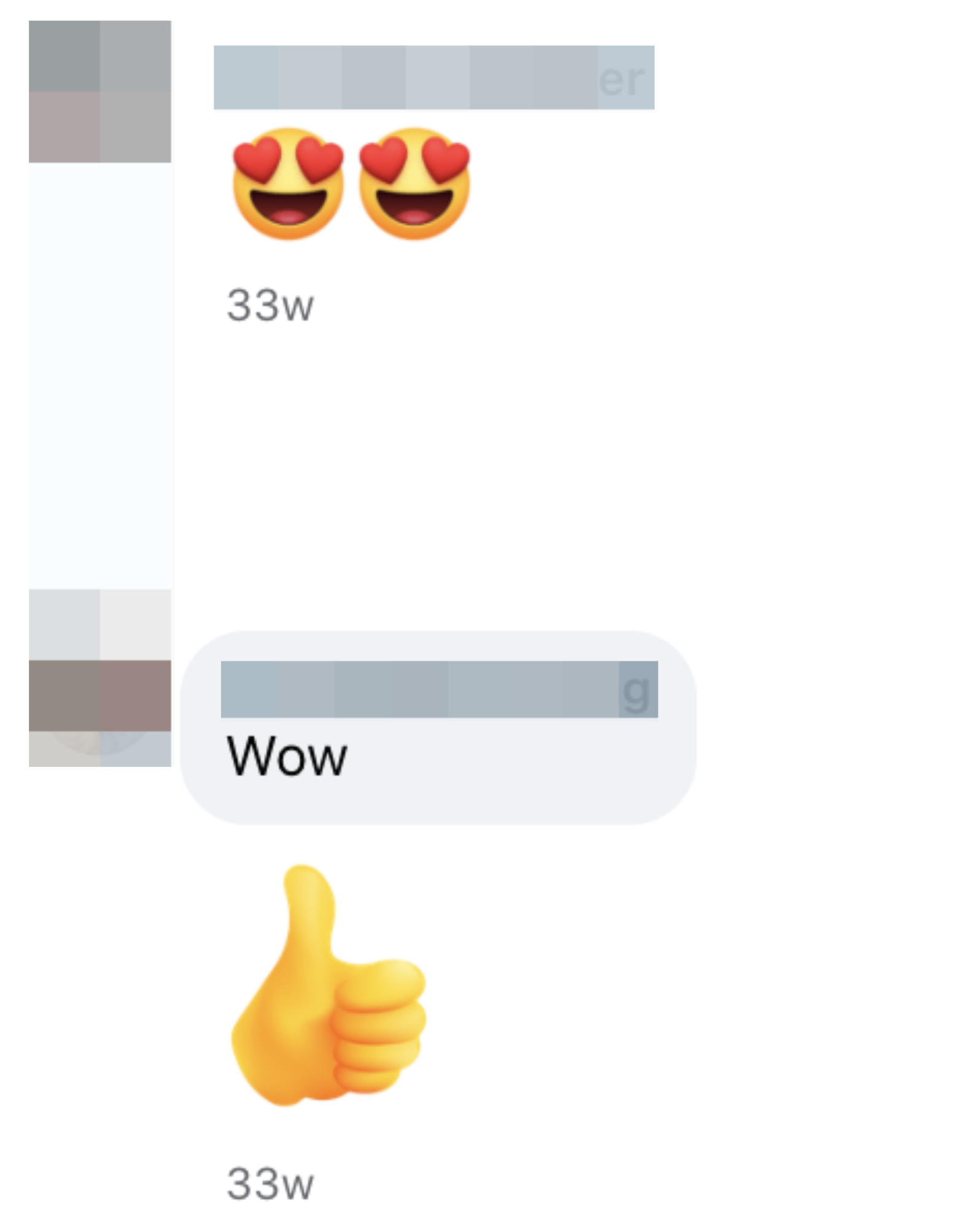 Comments with heart-eye emojis and "Wow" with a thumbs-up emoji