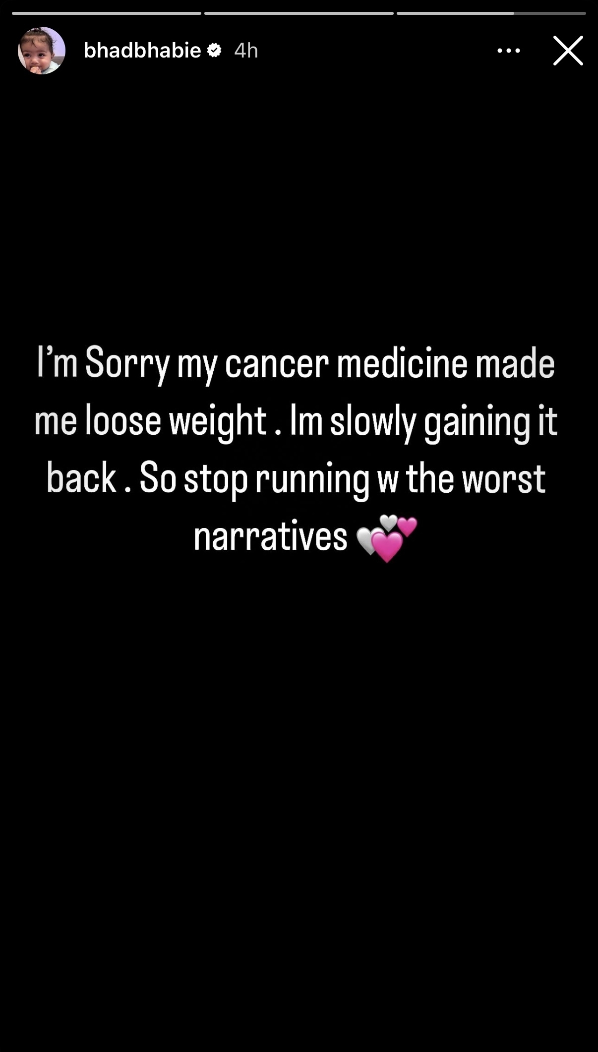 Bhad Bhabie's message about her cancer diagnosis