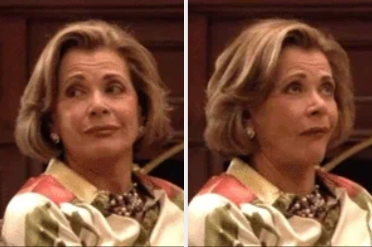 Woman making two different facial expressions