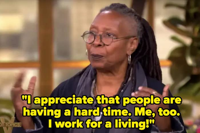 Person speaking passionately on a TV show set, with the quote: 